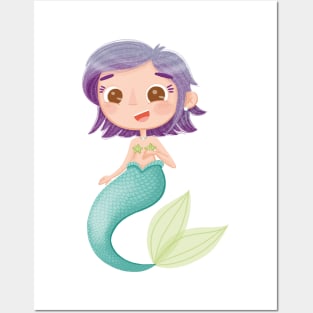 Purple Mermaid Posters and Art